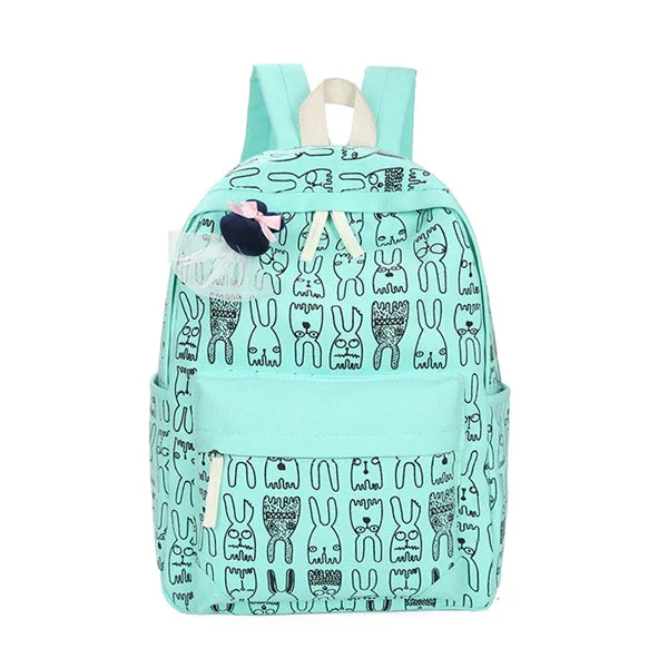 Animal Print Canvas Backpack Green