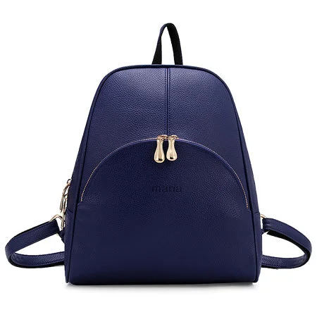 AnnaMouler Brand PU Leather Backpack for Women Blue