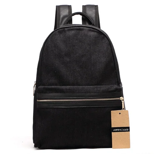 AnnaMouler Casual Denim School Bag Black