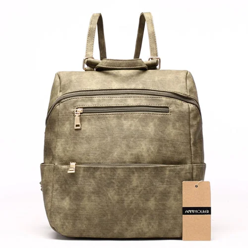 AnnaMouler Casual PU Leather School Bag Amy Green