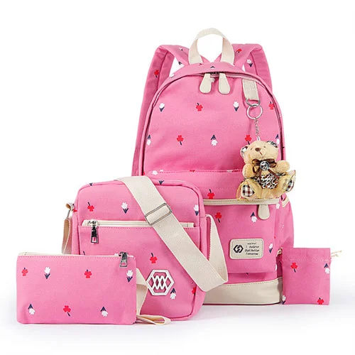 AnnaMouler High Quality Backpack Set for Girls Pink