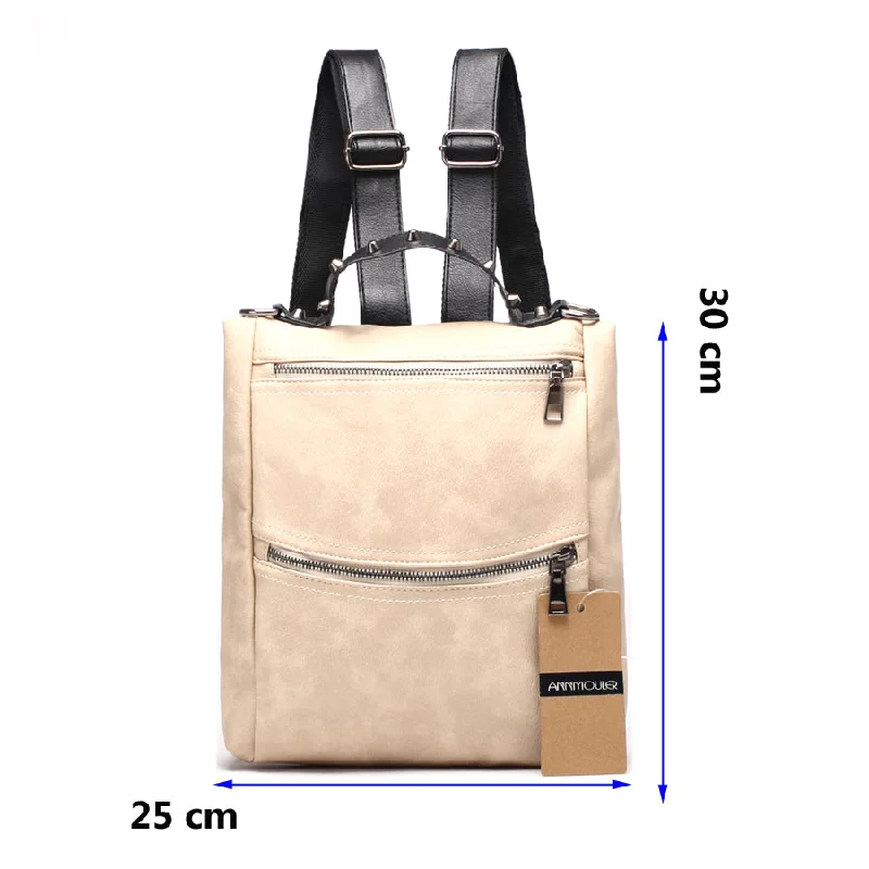 AnnaMouler Multifunctional Daypack School Bag Beige