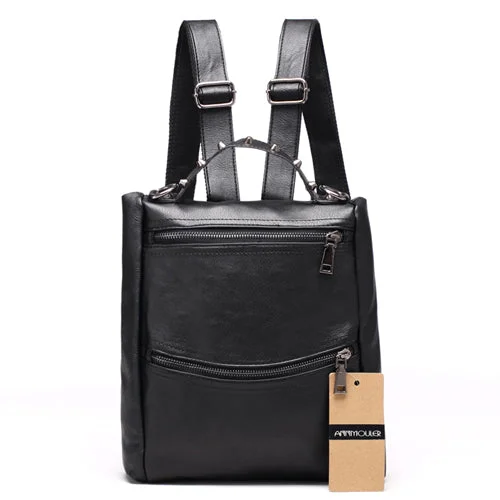 AnnaMouler Multifunctional Preppy Style School Bag Black