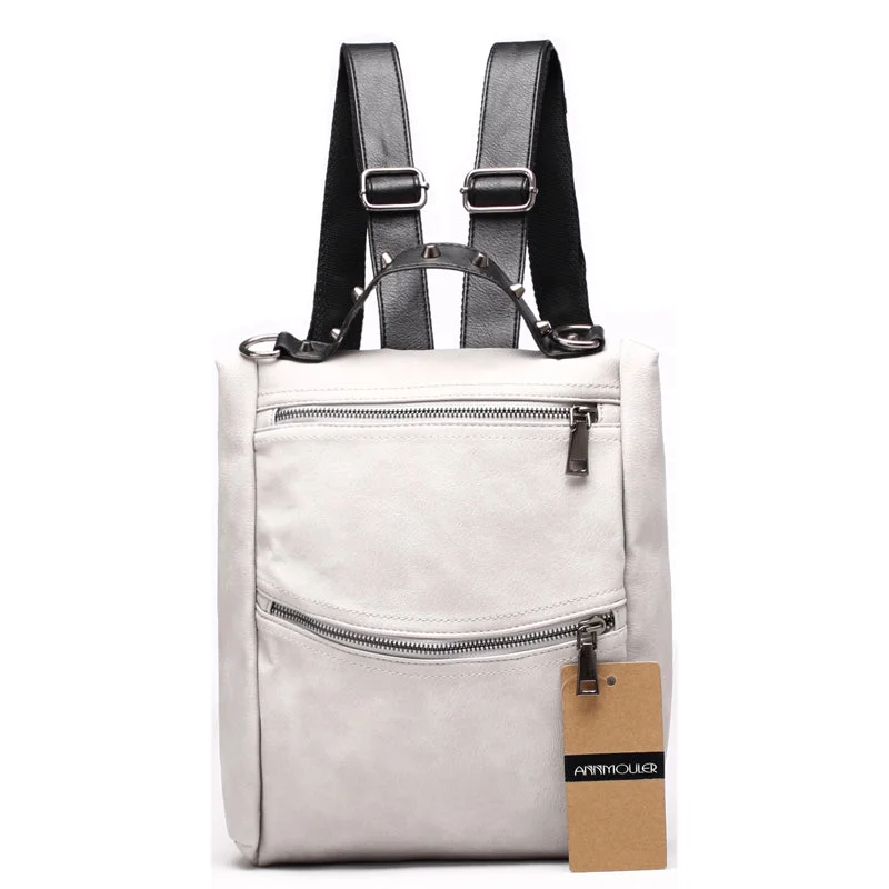 AnnaMouler Multifunctional Preppy Style School Bag Grey