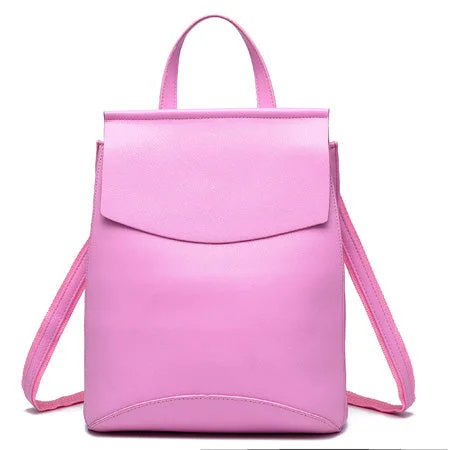 AnnaMouler Preppy Style PU Leather Backpack Pink