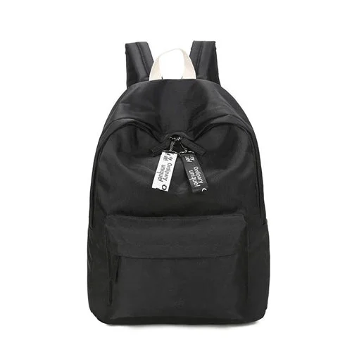 AnnaMouler Preppy Style Solid Type Backpack Black