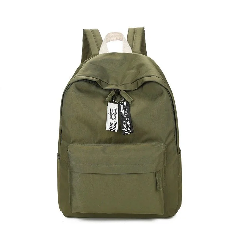 AnnaMouler Preppy Style Solid Type Backpack Green