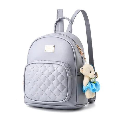 AnnaMouler Vintage PU Leather Backpack for Women Grey