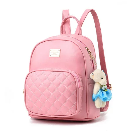 AnnaMouler Vintage PU Leather Backpack for Women Pink