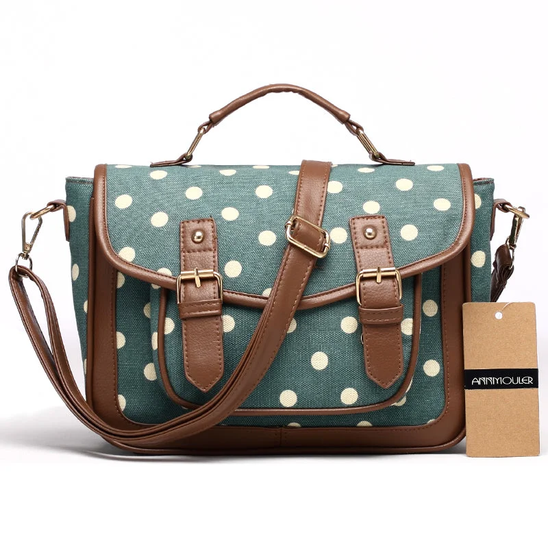 AnnaMouler Vintage Women Canvas Shoulder Bag Green