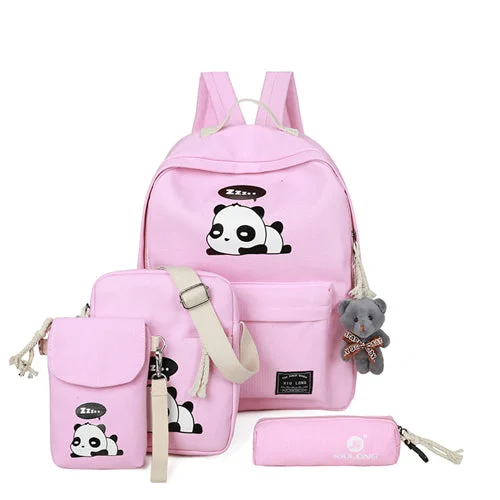 Casual Canvas Cartoon Backpack Pink