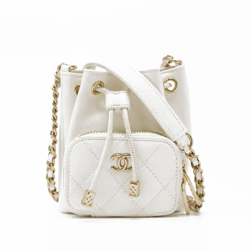 Chanel White Mini Pocket Bucket Bag