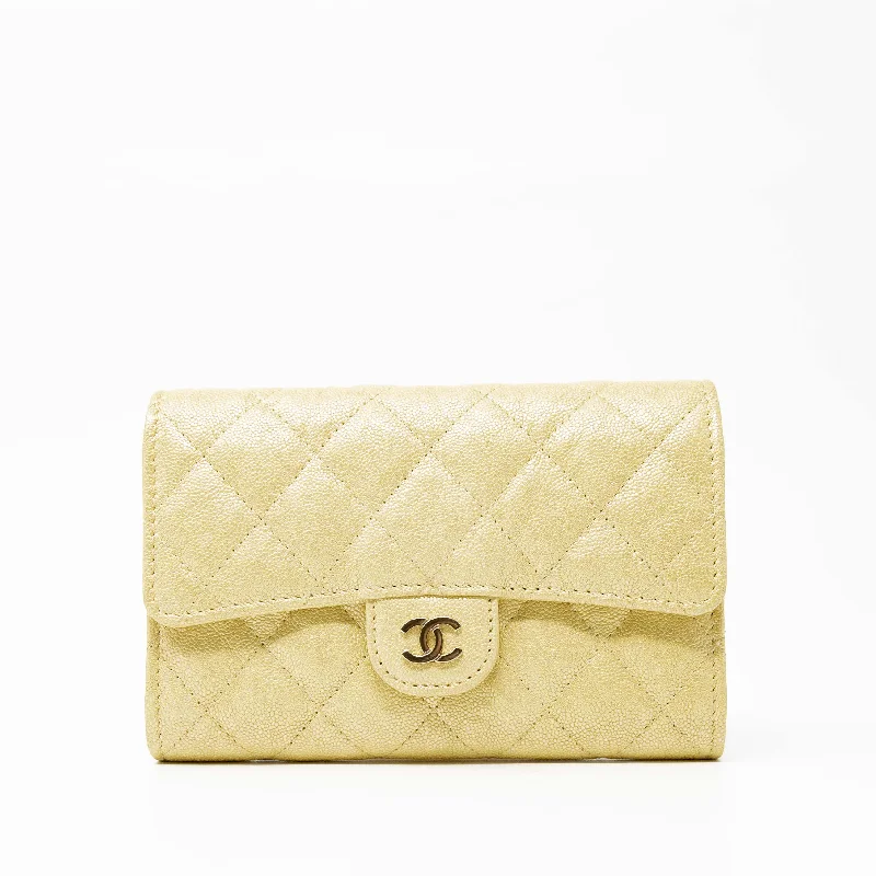 Chanel Yellow Iridescent Mini Wallet On Chain