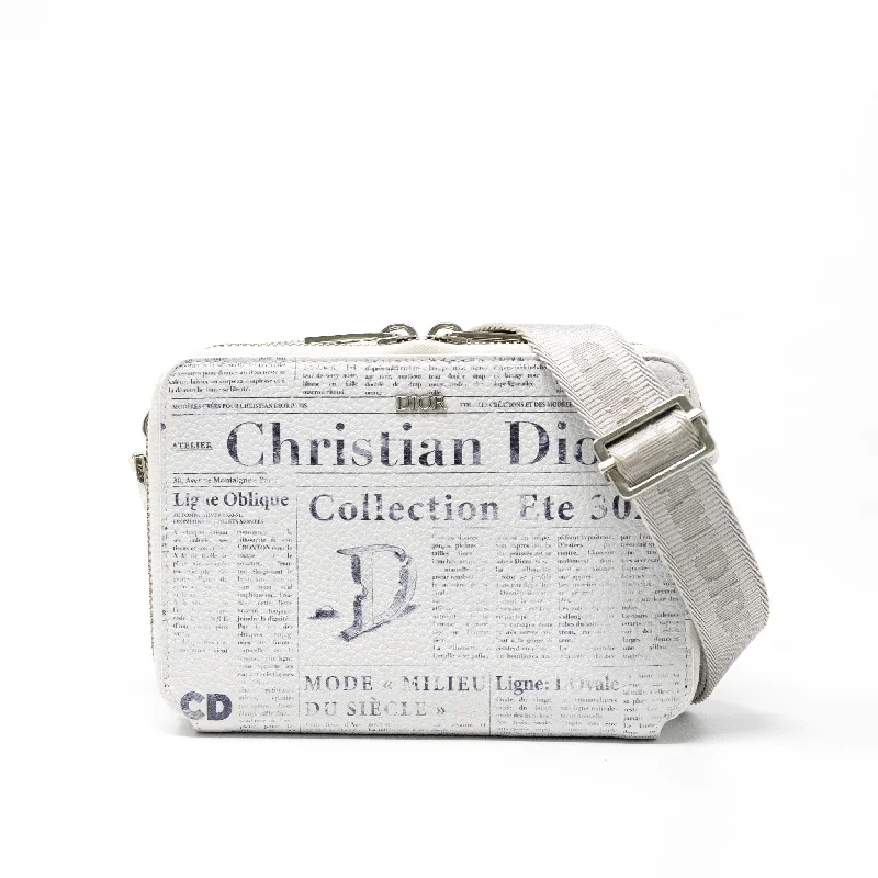 Dior White Double Zip Newspaper Pouch