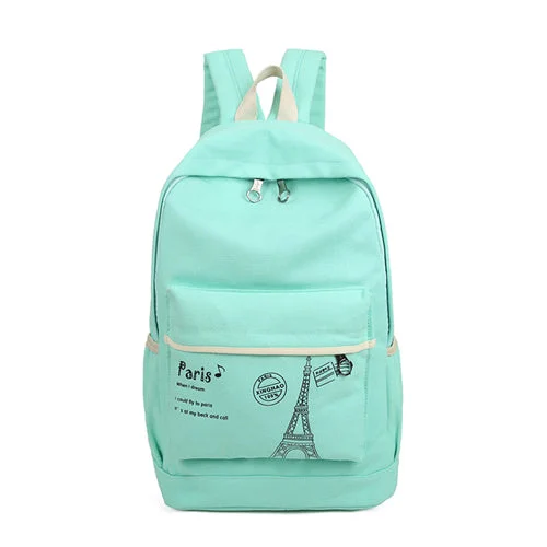 Eiffel Tower Print Backpack Green