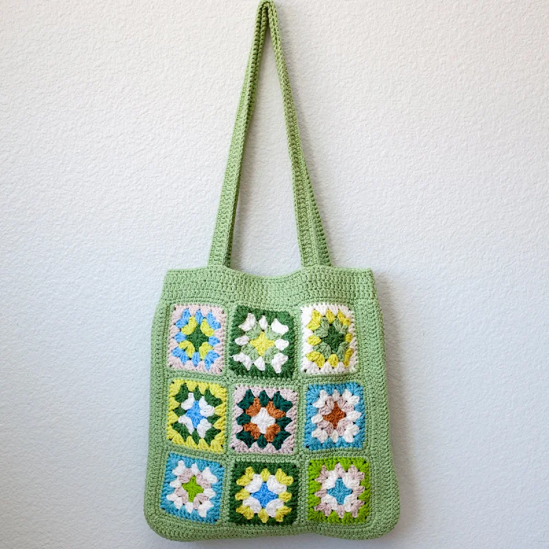 Elena Handbags Handmade Crochet Granny Square Patch Shoulder Bag