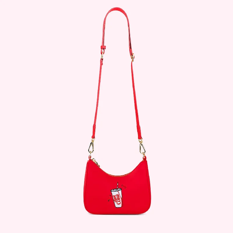 Embroidered Fountain Diet Coke Curved Crossbody Bag