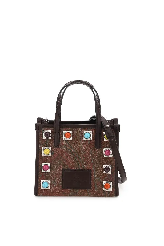 Etro paisley handbag with studs &, stones