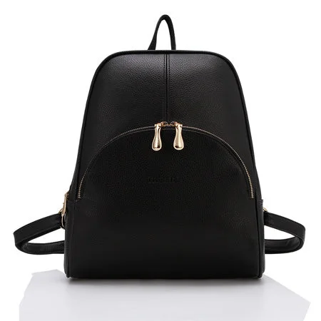 Large Capacity AnnaMouler Brand PU Leather Backpack Black