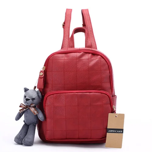 Lovely Vintage PU Leather Backpack Red