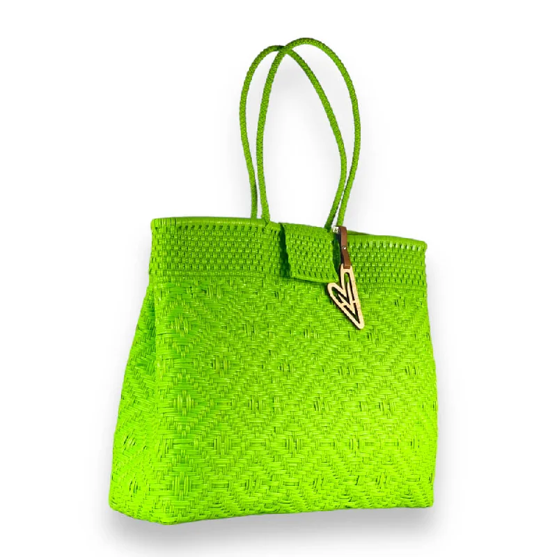 Maria Victoria | Apple Green | Upcycled, Handwoven, Multicolor Shoulder Tote