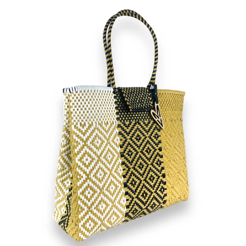 Maria Victoria | Vainilla Camel | Upcycled, Handwoven, Multicolor Shoulder Tote