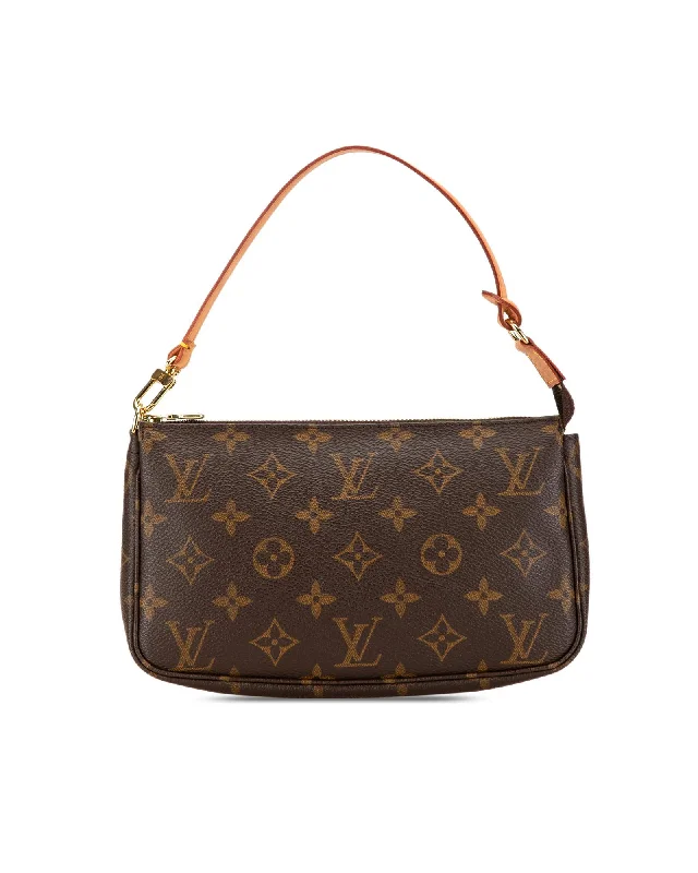 Monogram Canvas Pochette with Leather Handle and Zip Closure