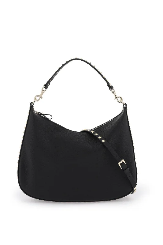 Valentino garavani grained leather 'rockstud' hobo bag