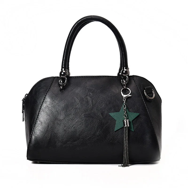 Vintage Ladies Shoulder Bag with Tassel Black