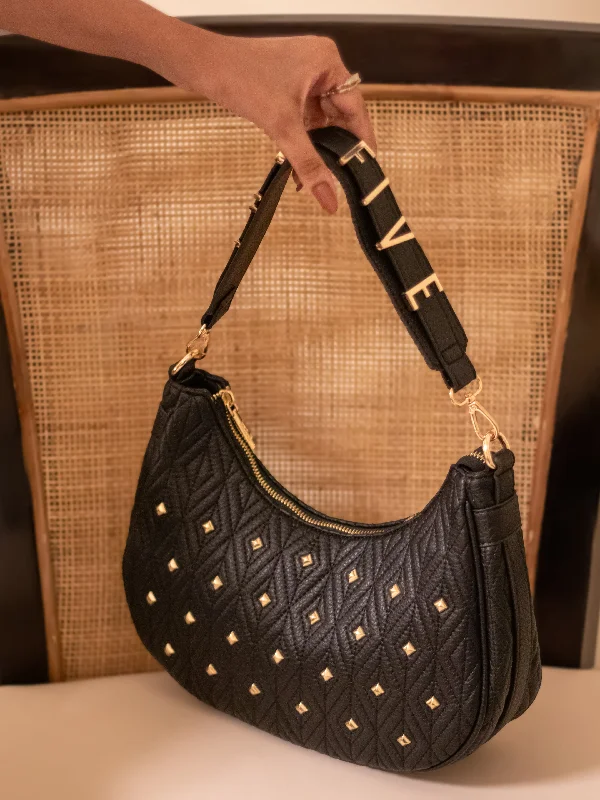 Women Black Quilted Shoulder Bag