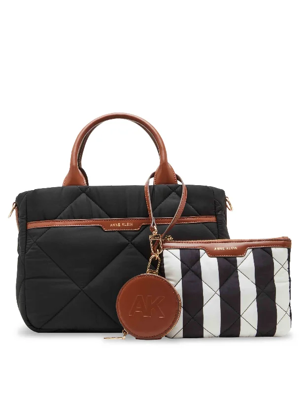 Quilted Nylon Satchel and Pouch