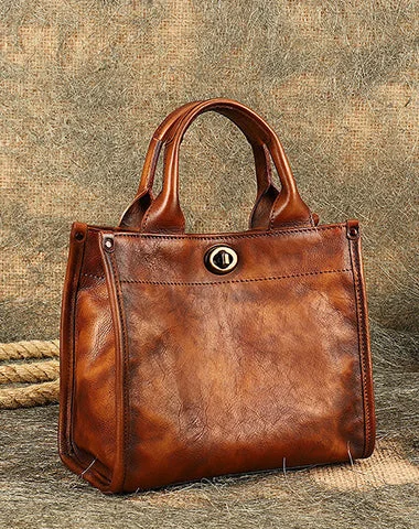 Best Brown Leather Womens Small Handbag Vintage Sqaure Crossbody Purse for Ladies