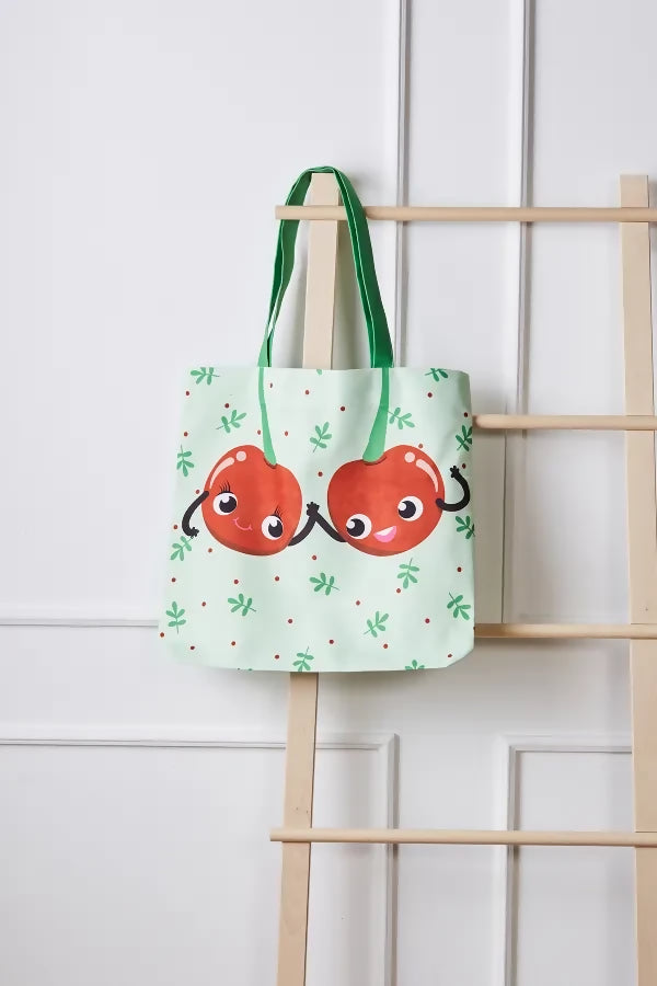 Cherry Patterned Beach Bag