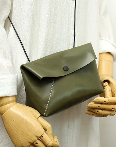 Cute LEATHER Mini Side Bag Green Handmade WOMEN Crossbody BAG Phone Purse FOR WOMEN