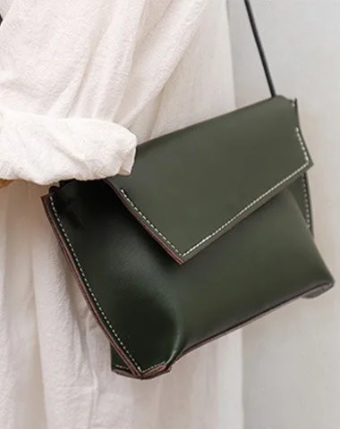 Cute LEATHER Small Side Bag Green Handmade WOMEN Crossbody BAG Phone Purse FOR WOMEN