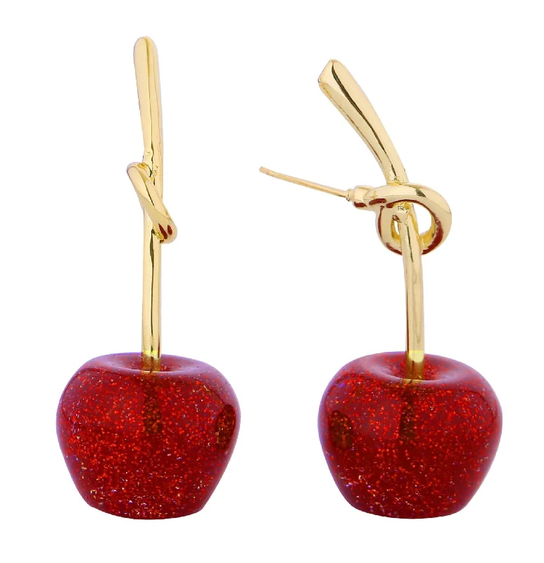 DJE311315 14K Dipped Crimson Spark Cherry Drop Earrings