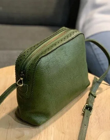 Green Womens Leather Small Green Crossbody Purse Small Satchel Purse Zip Shoulder Bag for Ladies