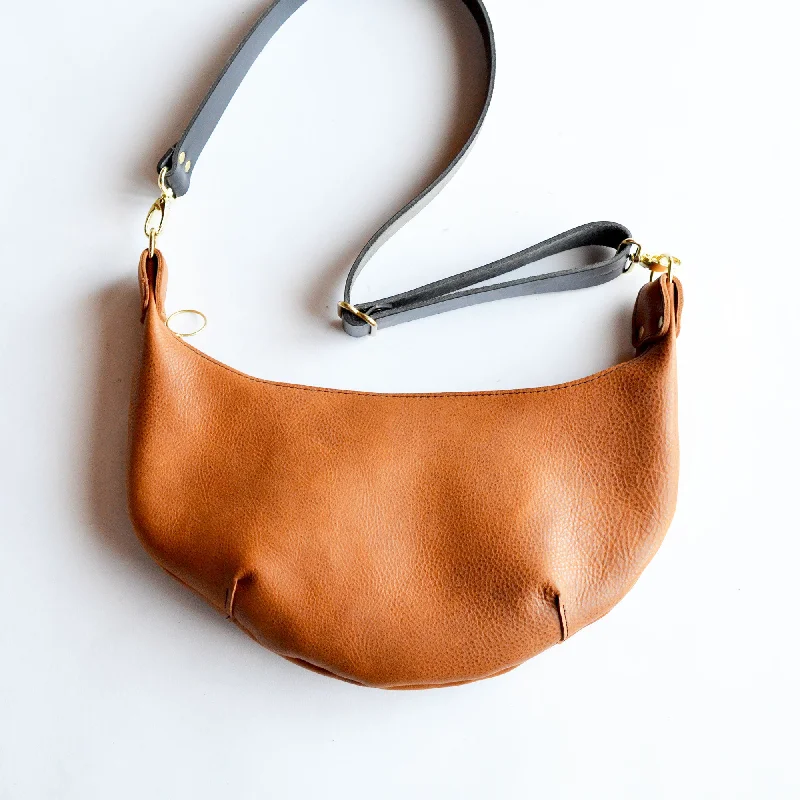 Leather HOBO Crossbody Bag - Tan Leather