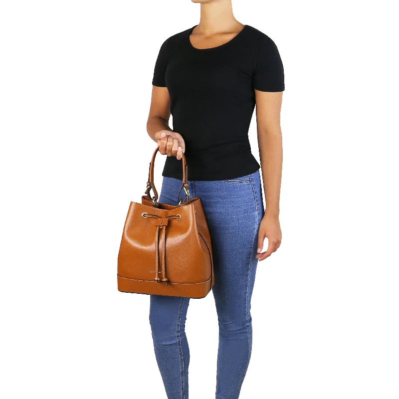 MINERVA LJ142145 Leather Bucket bag