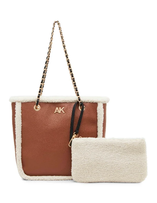 Sherpa Shopper Tote With Chain Detailing On Straps