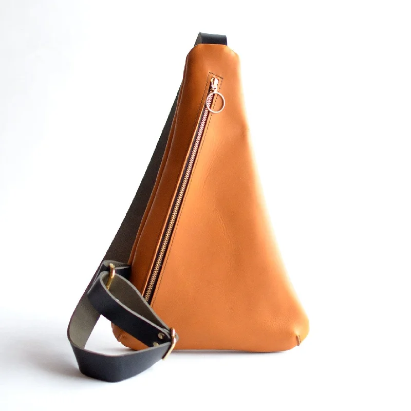 Triangle Sling Bag - Honey Leather