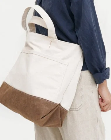 Womens Canvas Tote Bag White&Khaki Canvas Handbags Womens Canvas Tote Bag for Men